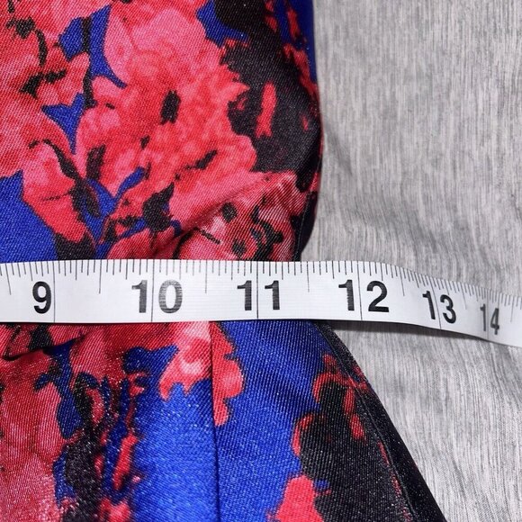 B. Darlin Red & Blue Floral Illusion Printed Strapless Formal Prom Dress Size XS - Picture 9 of 9